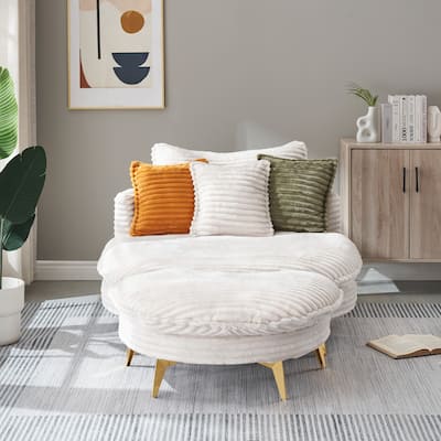 Comfortable Upholstered Armless Chair with Ottoman