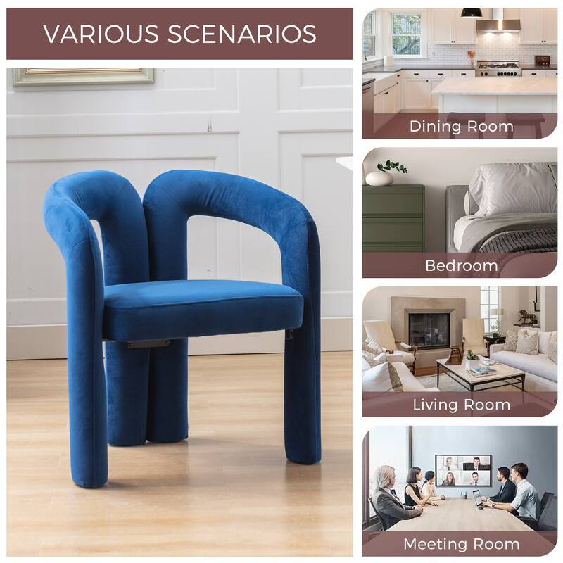 Contemporary Designed Velvet Fabric Upholstered Accent Chair Barrel Side Chairs Kitchen Armchair for Living Room set of 2