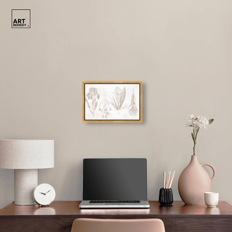 White Pressed Flora Canvas by Art Remedy