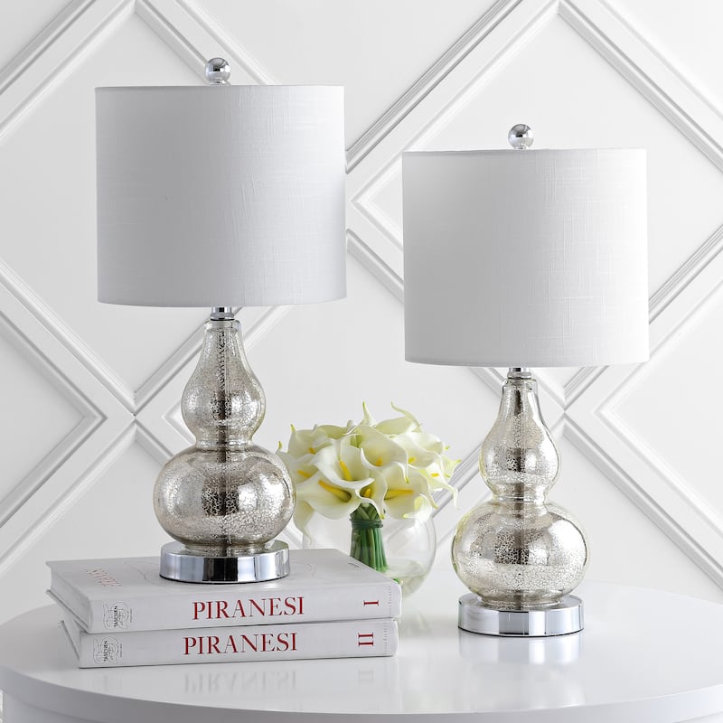 Anya 20.5" Mini Glass LED Table Lamp, Gray by JONATHAN Y
