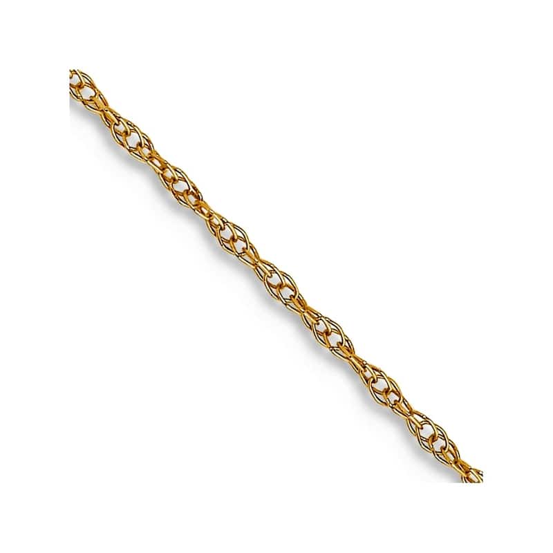 Curata 14k Yellow Gold Solid 0.6mm Carded Cable Rope Chain Necklace Options: 16 18 20 24