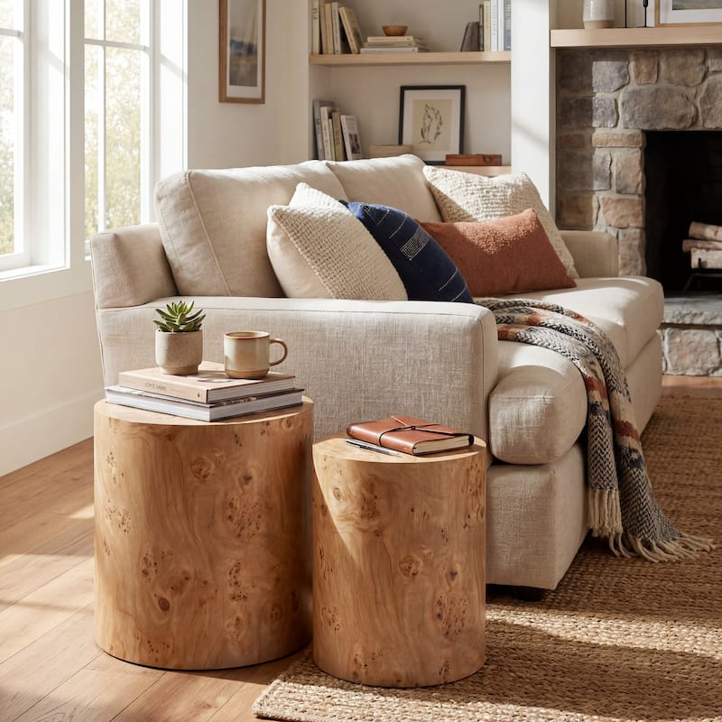 Christopher Knight Home - Mollet Modern 2-Piece Nesting Side End Table Set with Cylindrical Silhouette, Versatile Indoor Use