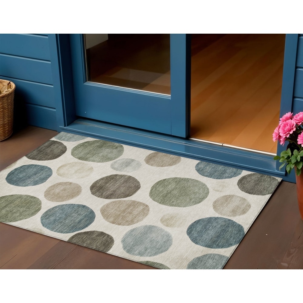 HomeRoots Geometric Transitional Rectangle Outdoor Rug