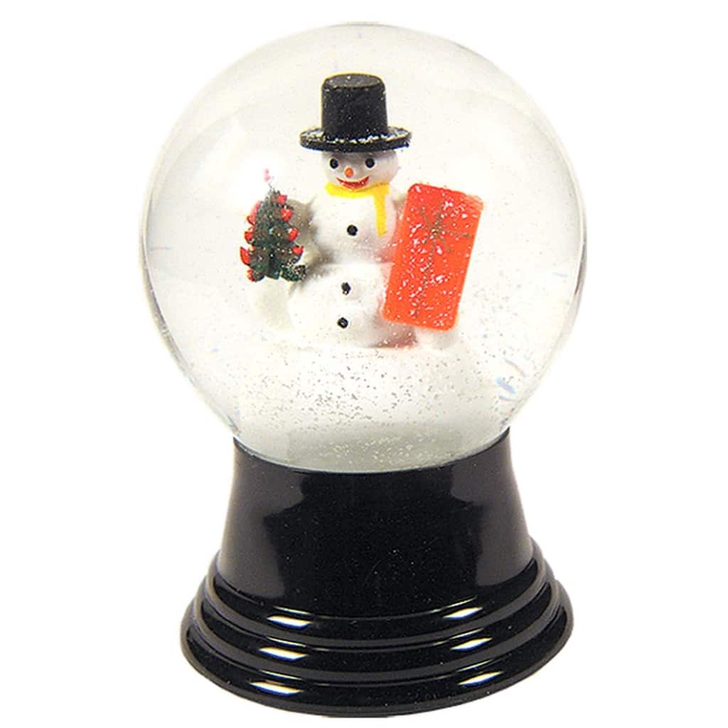 5" Black White Perzy Snow Globe Medium Snowman with Gift Decoration