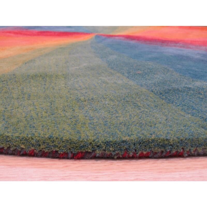 Lollipop Hand-Tufted Wool Contemporary Swirl Rug, 4' Round, Colorful Modern Design - L