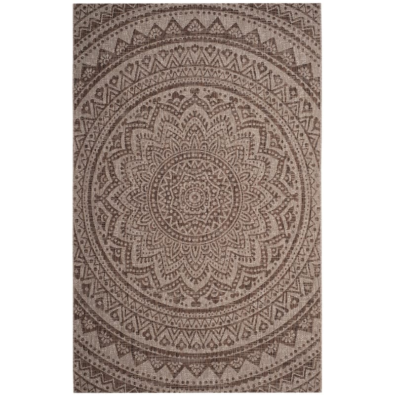 SAFAVIEH Courtyard Fran Mandala Indoor/ Outdoor Waterproof Patio Backyard Rug