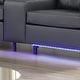 preview thumbnail 2 of 8, Genesis Black PVC Fabric Sofa Loveseat Living Room Set with LED Lights, USB Charger, Storage Console, Cupholder, Tufted Cushions