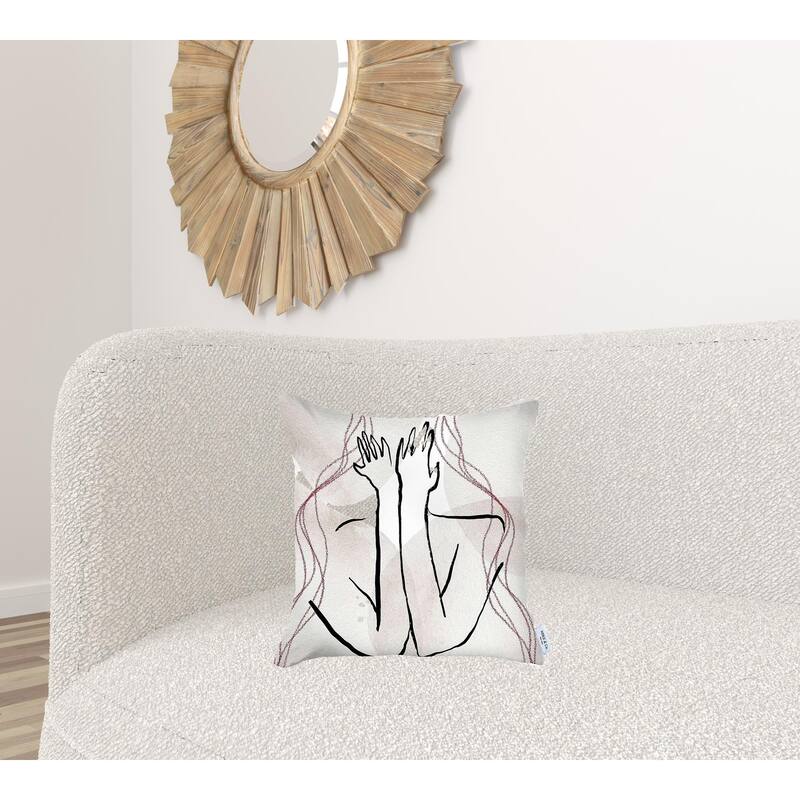 HomeRoots 18" X 18" Black And Grey Abstract Zippered Handmade Polyester Throw Pillow Cover