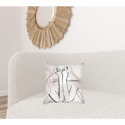 HomeRoots 18" X 18" Black And Grey Abstract Zippered Handmade Polyester Throw Pillow Cover