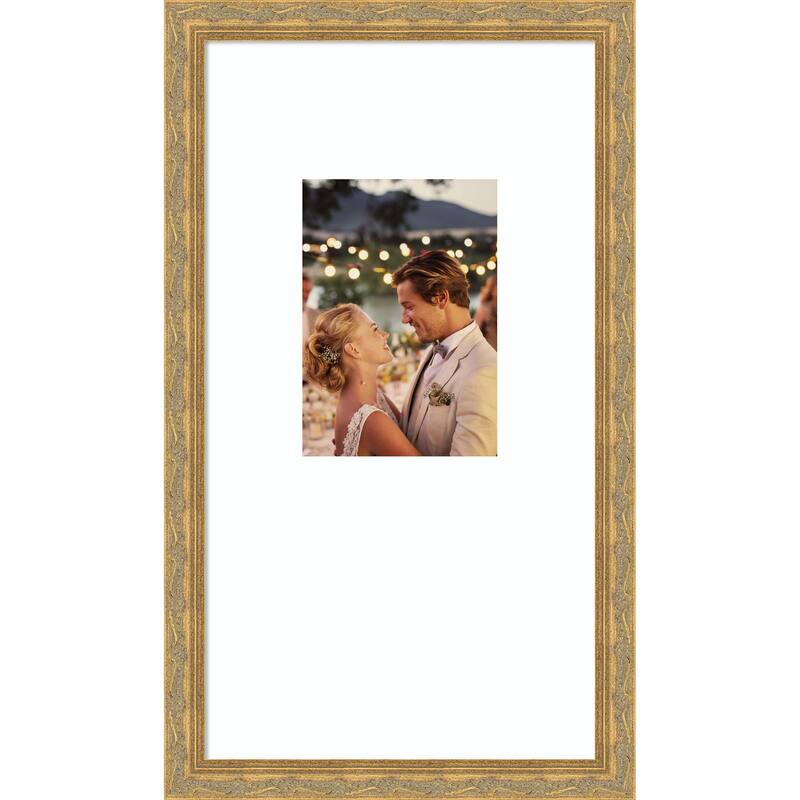 Mila Picture Frame, Photo Frame - 10x18 Matted White 5x7 - Mila Dark Gold