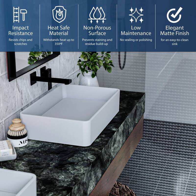 Karran USA QM177 Quattro 21-1/4" Rectangular Acrylic Vessel Bathroom