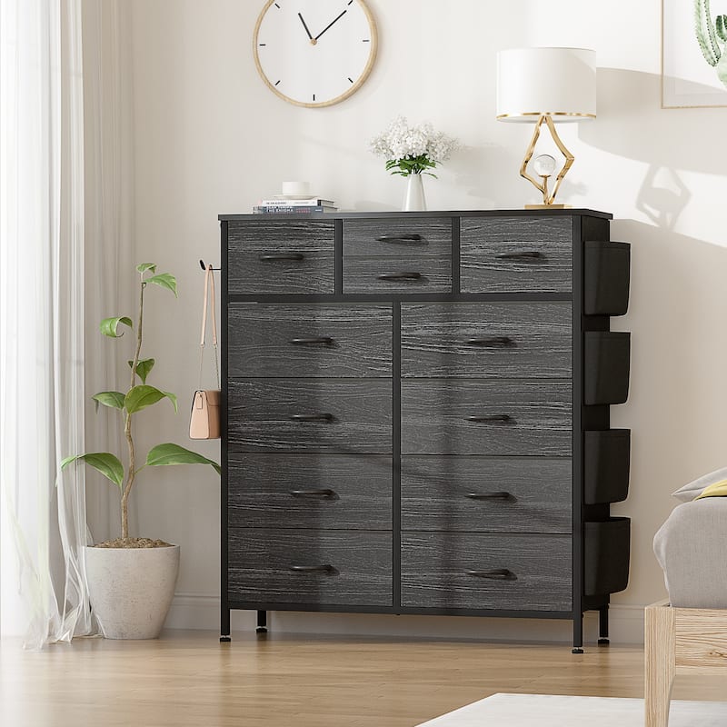 12 Drawer Dresser Fabric Tall Dressers for Bedroom Chest of Drawers