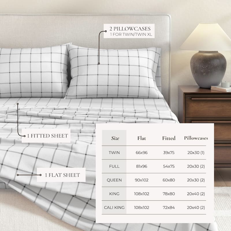 Linery & Co. Turkish Cotton Double-Brushed Printed Flannel Bed Sheet Set