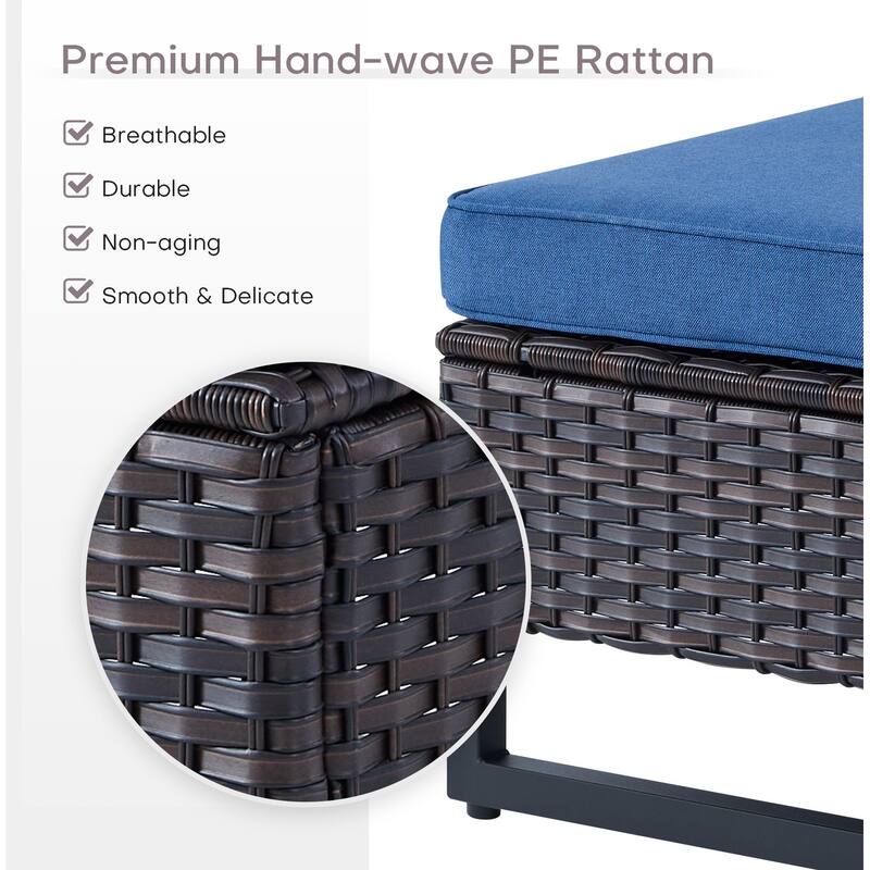 Wicker Patio Conversation Set with Cushion and Table