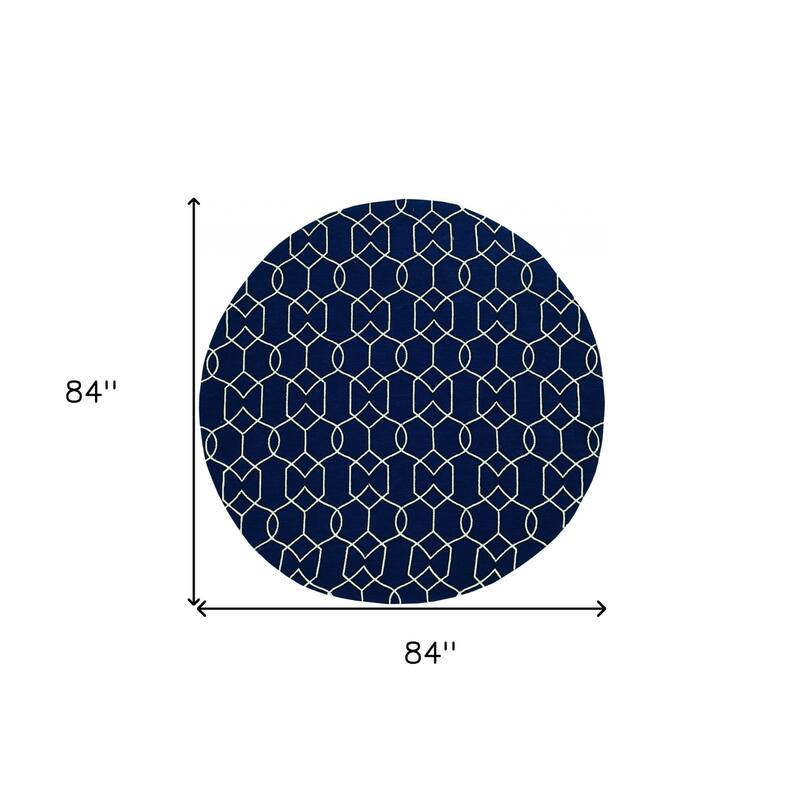 Jana Sleek Geometric Weather Resistant Heritage-Inspired Hand-Woven Round Outdoor Rug - 7' Round