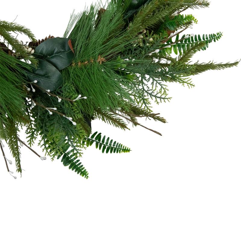 Long Needle Pine Mixed Foliage Artificial Christmas Wreath 25-Inch