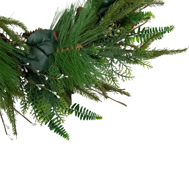 Long Needle Pine and Mixed Foliage Artificial Christmas Wreath 25-Inch Unlit - 25"