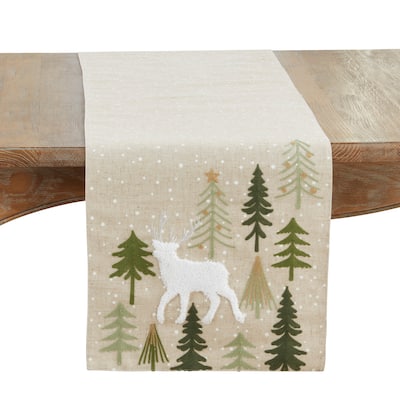 Christmas Trees And Deer Table Runner - 16"x70"