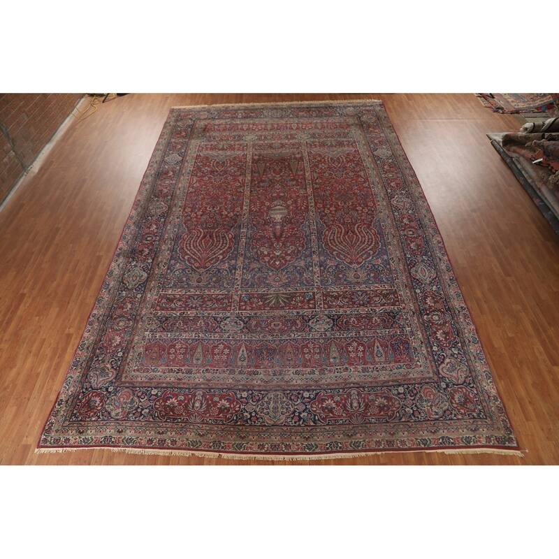 Pre-1900 Antique Kerman Lavar Persian Large Rug Handmade Wool Carpet - 11'9" x 18'4"