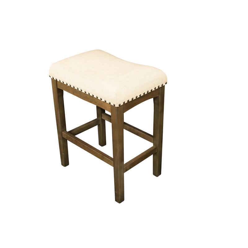 Azalea Park Bar Height Upholstered Wood Saddle Stool - 19 W x 13.25 D x 29 H"
