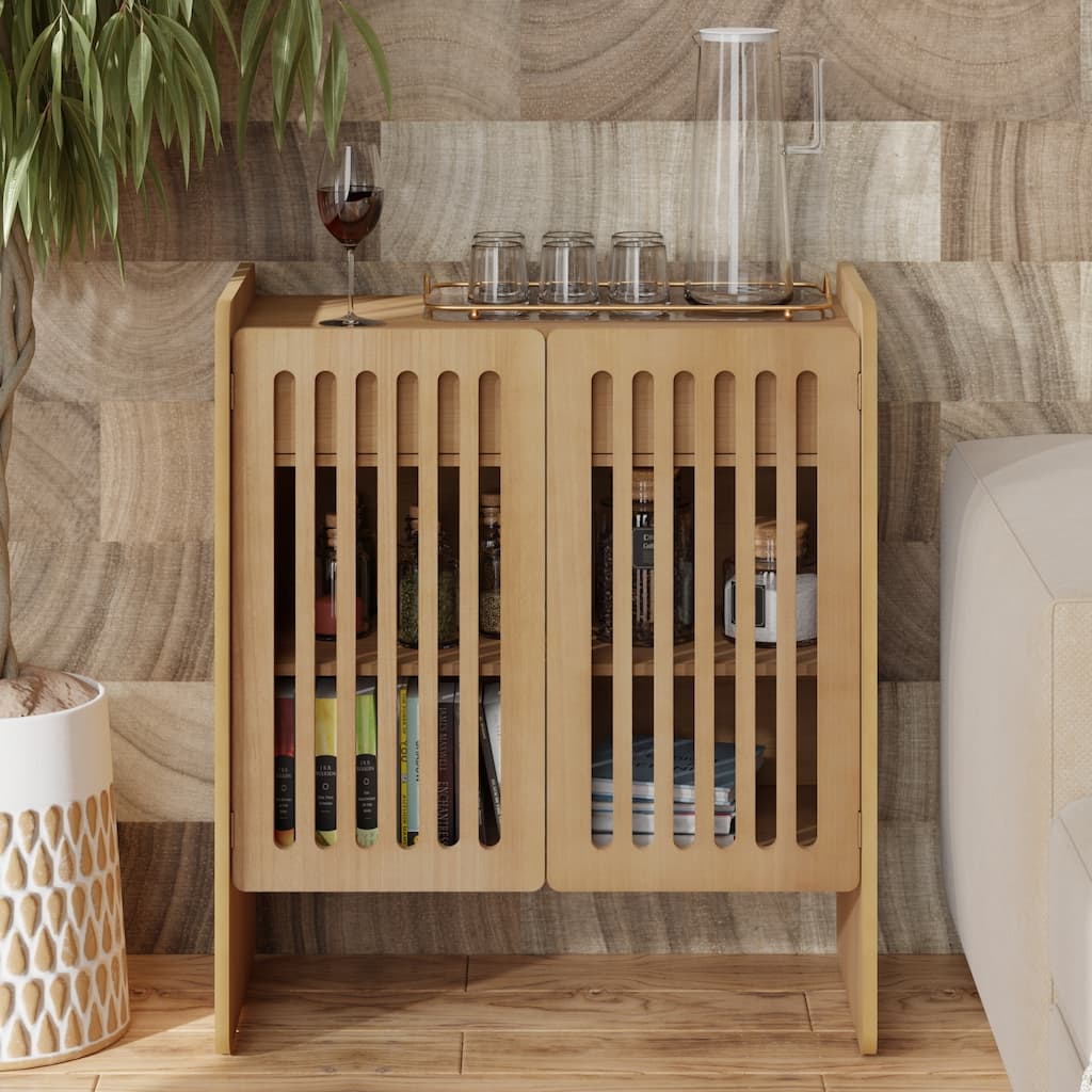 COZAYH Mid-Century Modern Buffet Cabinet with 2 Doors and Drawer, Magnetic Wooden Storage Cabinet for Living Room or Dining Room