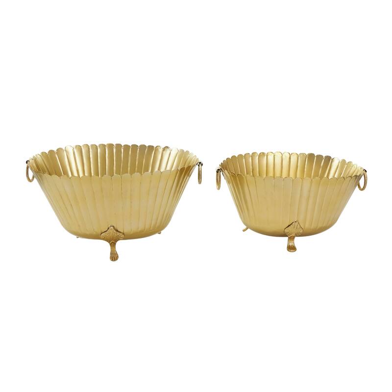 Gold Metal Indoor Outdoor Planter (Set of 2)