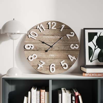 Celestia Farmhouse Wood Wall Clock - 20"H x 20"W x 1"D