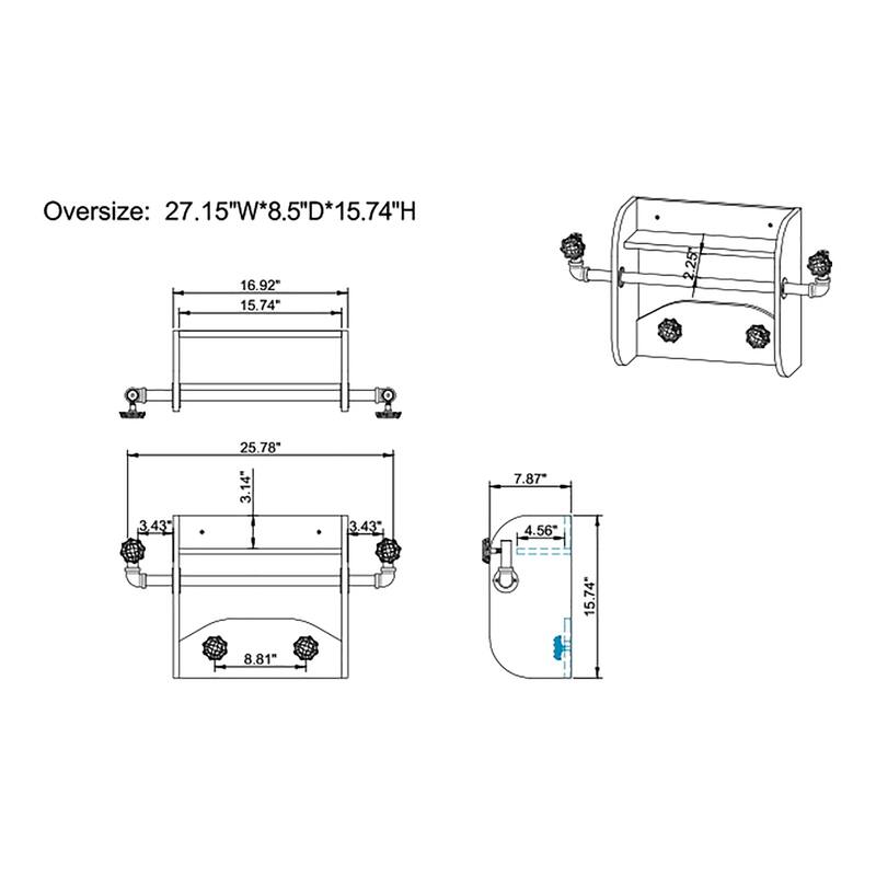 DH BASIC Industrial 27-inch Metal 1-Tier Wall Mounted Coat Rack by Denhour