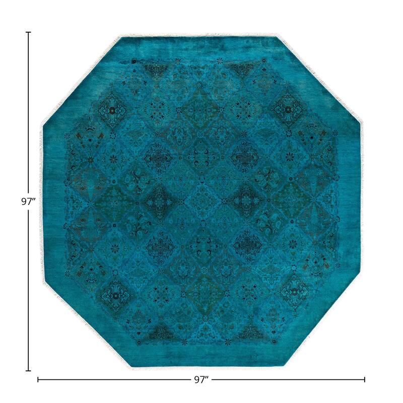 Fine Vibrance, One-of-a-Kind Hand-Knotted Area Rug - Blue, 8' 1" x 8' 1" - 8' 1" x 8' 1"