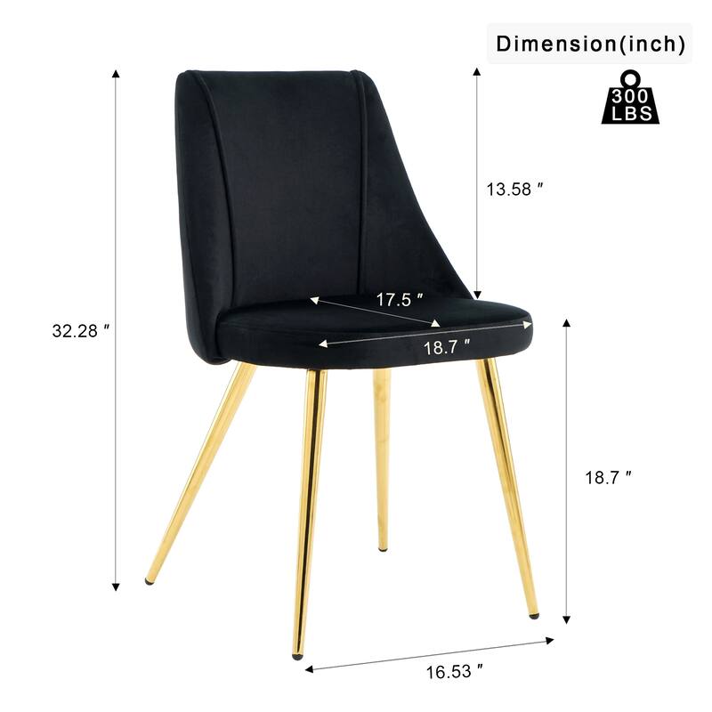 Set of 4 Modern Simple Velvet Dining Chair with Metal Legs