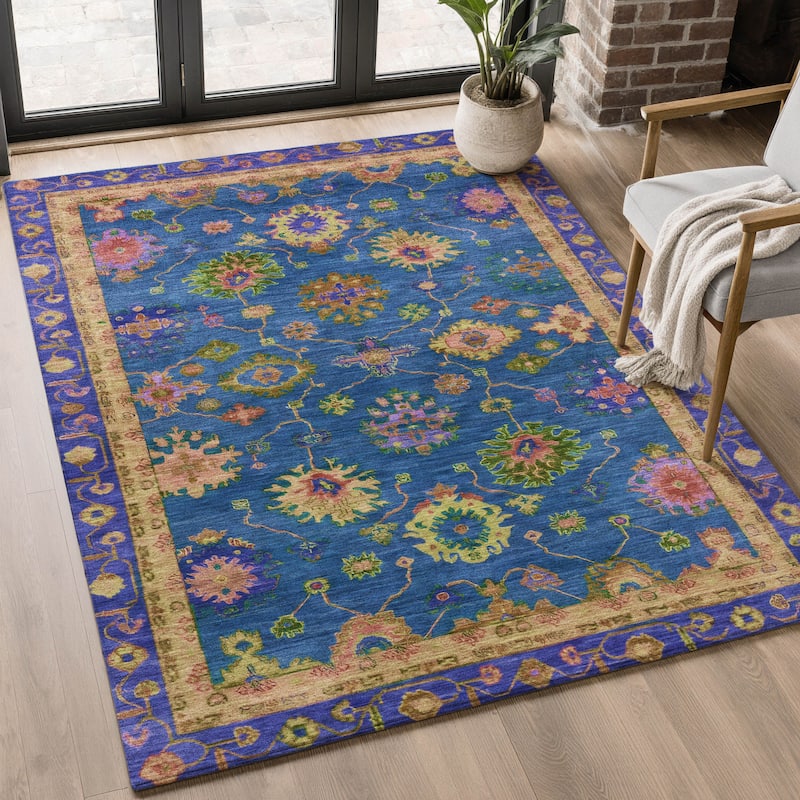 Premium Washable Super Soft Boho Traditional Mayfield Rug - Blue - 3' x 5'