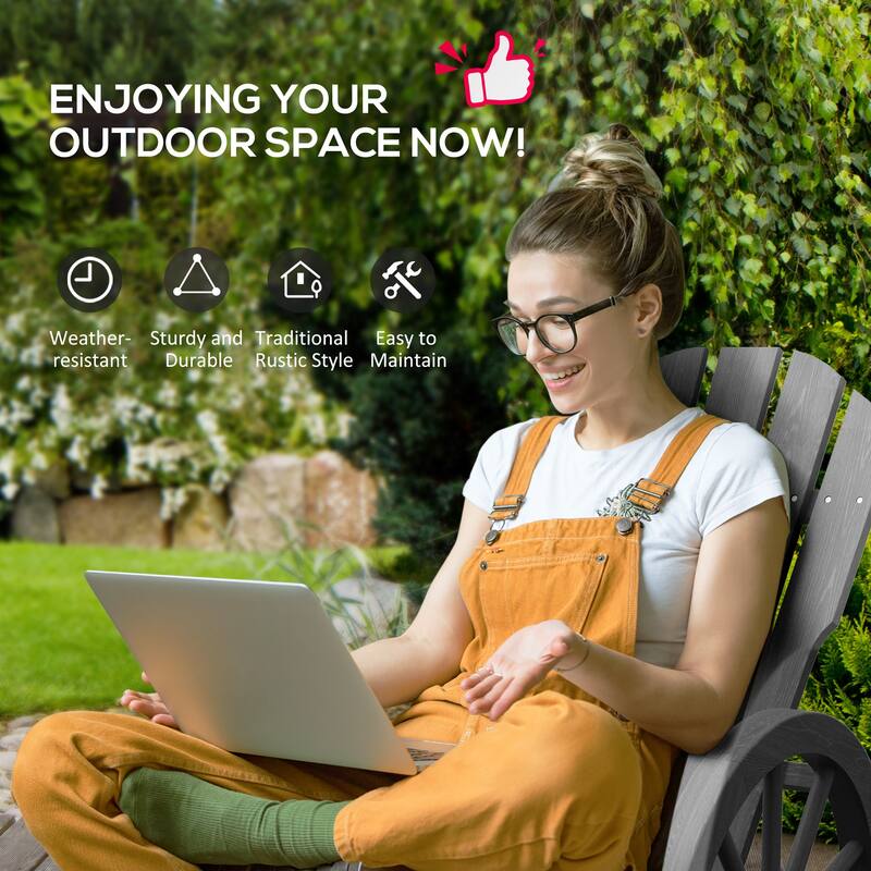 Outsunny Wooden Rocking Chair (Excluding the table)