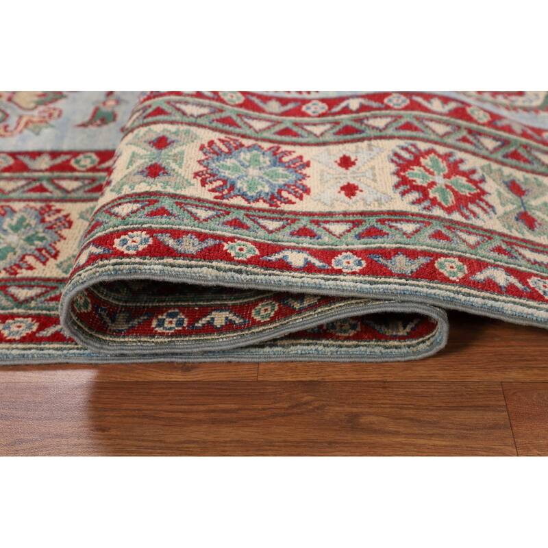 Geometric Kazak Oriental Area Rug Hand-Knotted Wool Carpet - 6'7" x 9'5"