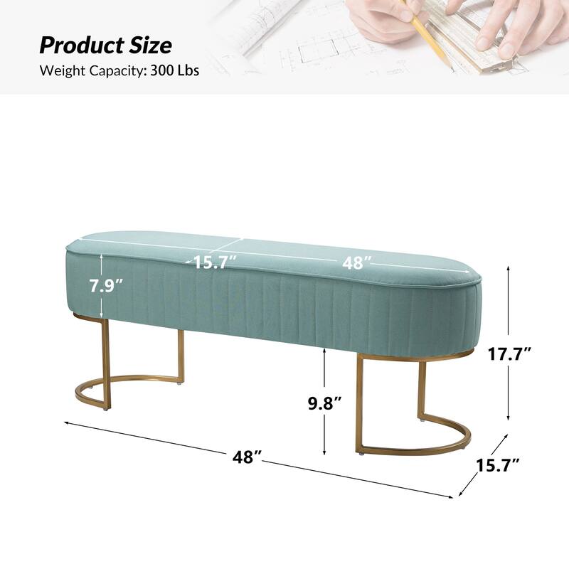Justo 48" Wide Bench with Metal Base