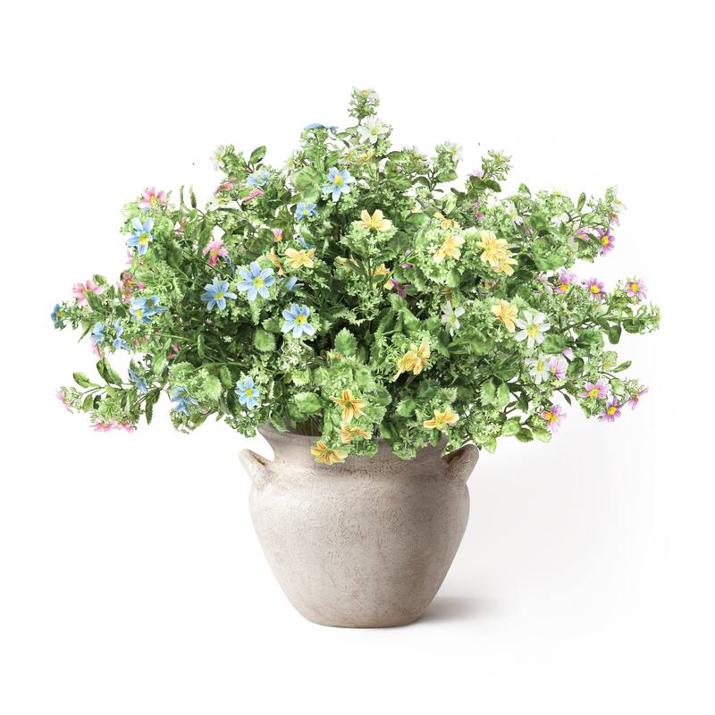 Set of 2 Pink Artificial Wild Daisy Greenery Flower Stem Bush Bouquet 20in - 20" L x 11" W x 11" DP