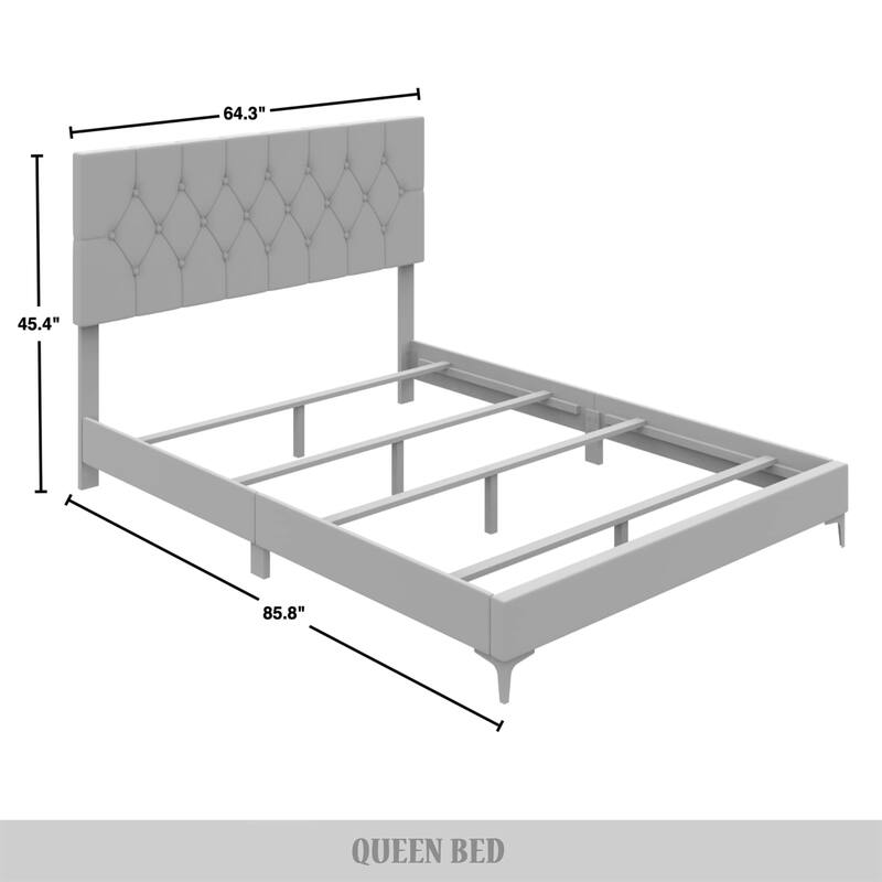 CraftPorch Glam Crystal Diamond Tufted Velvet Upholstered Bed with Storage Bench