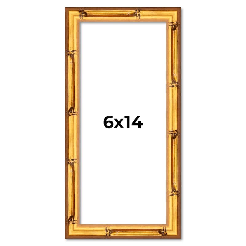 6x14 Frame Gold Bamboo Picture Frame Modern Photo Frame Includes UV Acrylic Shatter Guard Front Acid Free Foam Backing Board