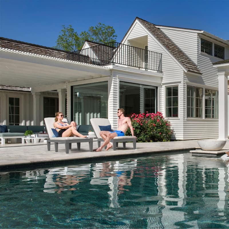 Outdoor Chaise Lounge Chairs (Set of 2) with Adjustable Backrest