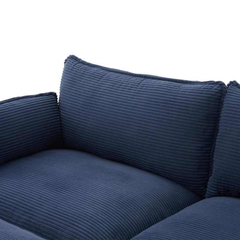 102.95" L-Shaped Corduroy Sectional Sofa with Movable Ottoman