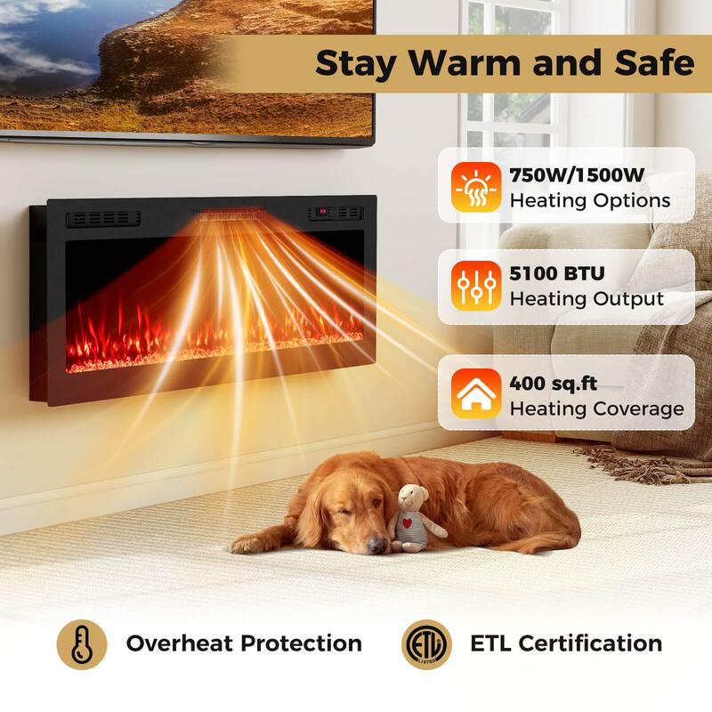 Costway 50" Smart WiFi Electric Fireplace Work with Alexa & Google - See Details
