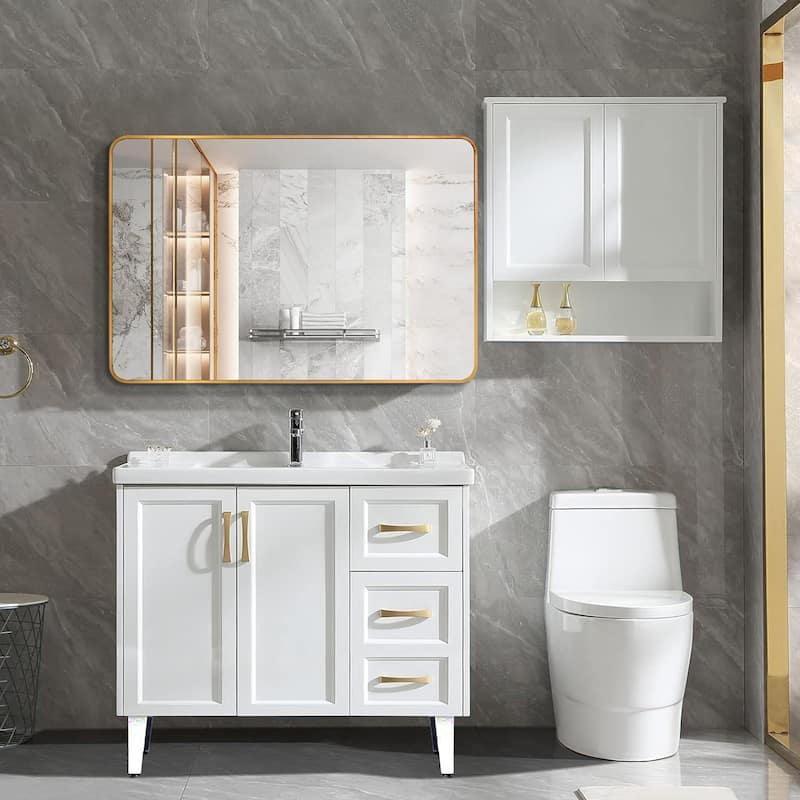 30x40 Inch Metal Framed Rectangular Bathrrom Mirror For Wall