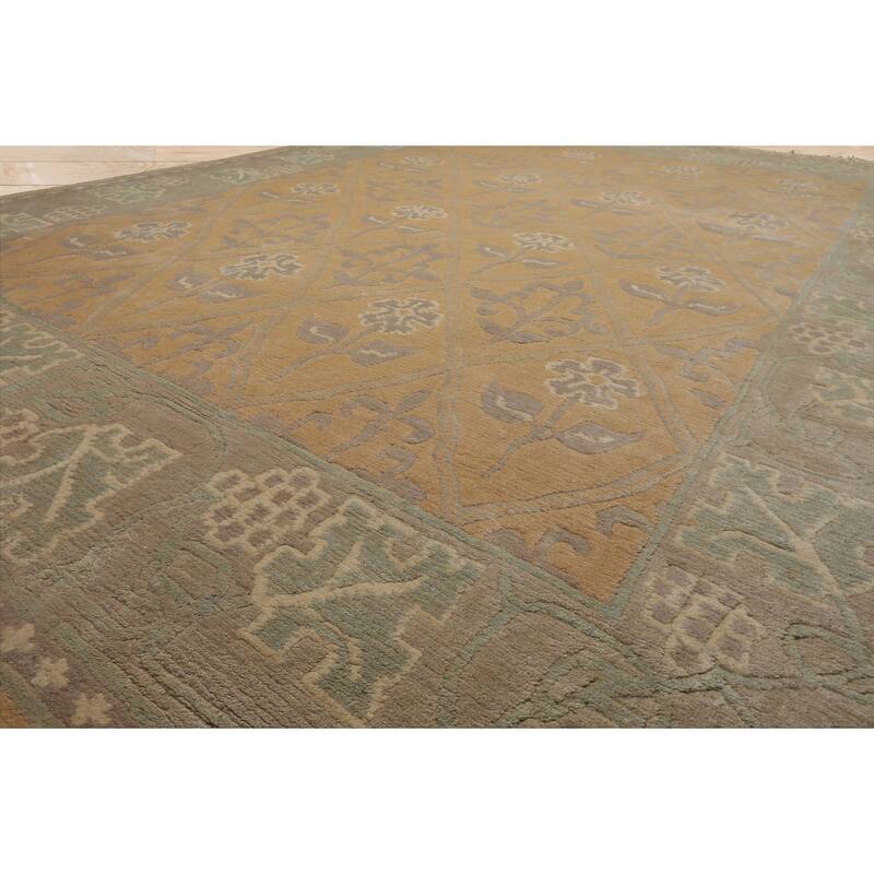 8x10 Hand Knotted Wool Tan Tibetan aesthetic Plush Pile Tufenkian Rug - 8' x 10'