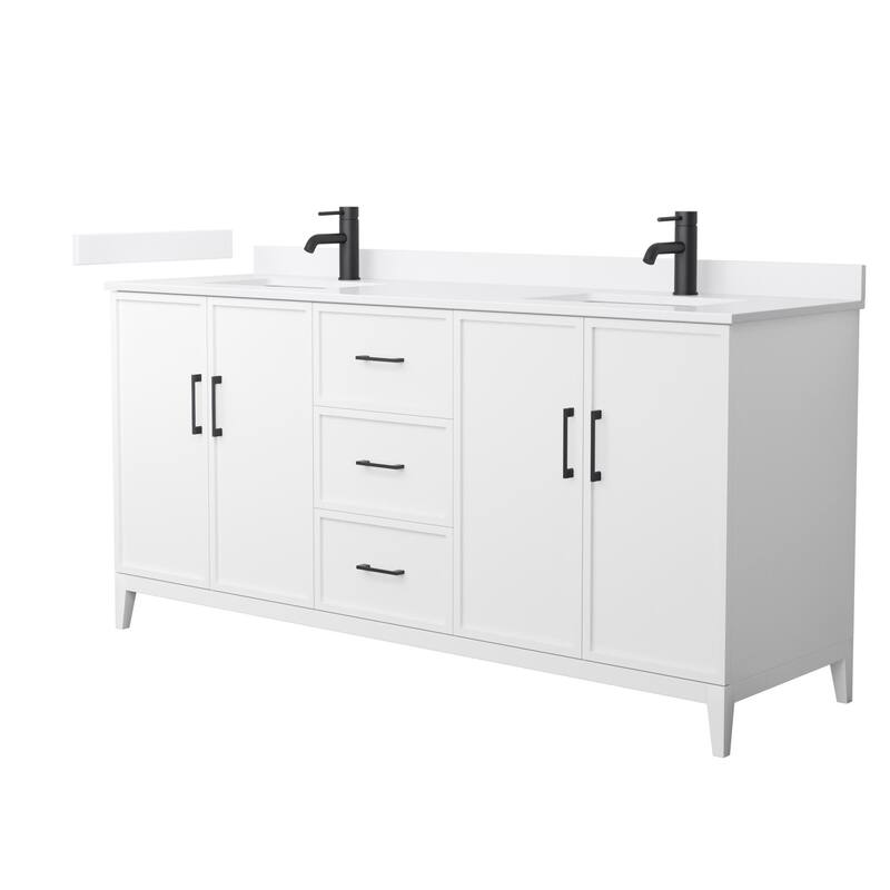 Wyndham Collection WCH717172D-VCA-UNSMXX Elan 72" Free Standing Double - White / White Cultured Marble Top / Matte Black - Painted