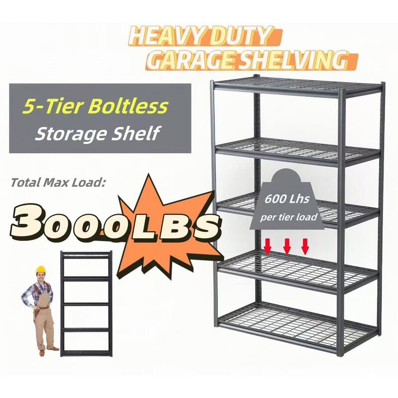 5 Tier Adjustable Heavy Duty Metal Storage Shelves
