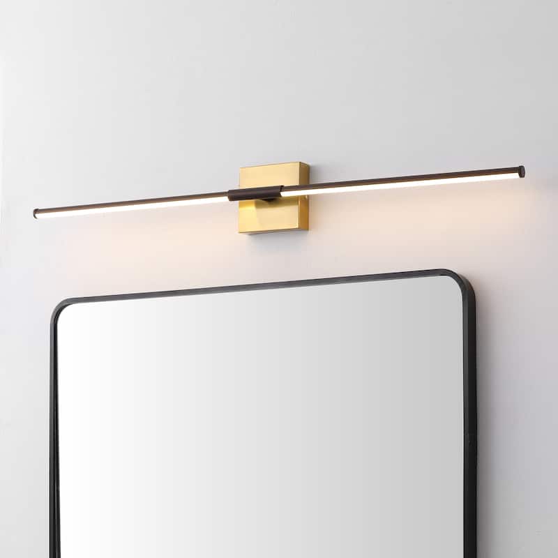 28" Dimmable Integrated LED Metal Wall Sconce, by JONATHAN Y - 32.00" - Oil Rubbed Bronze/Brass Gold
