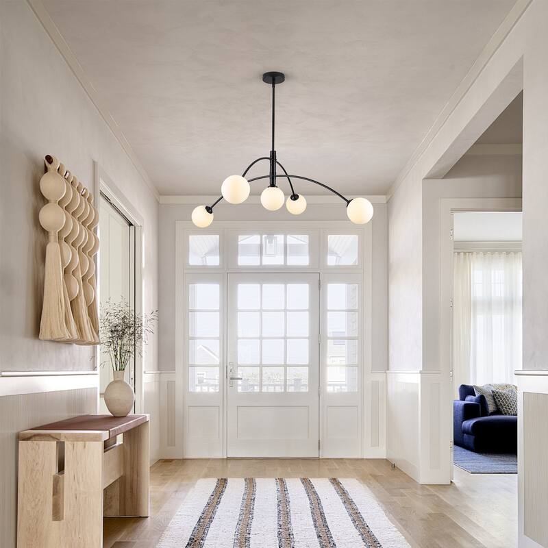 5 - Light Dimmable Modern Linear Globe Chandelier