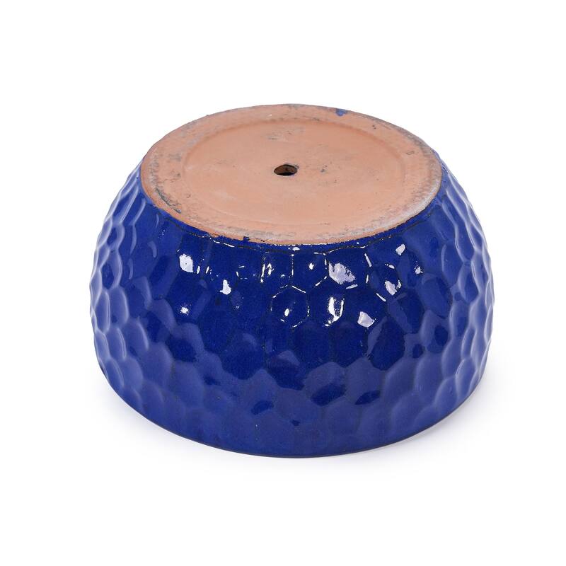 Anmytek Handmade Ceramic Planter Set of 3 with Hammered Texture