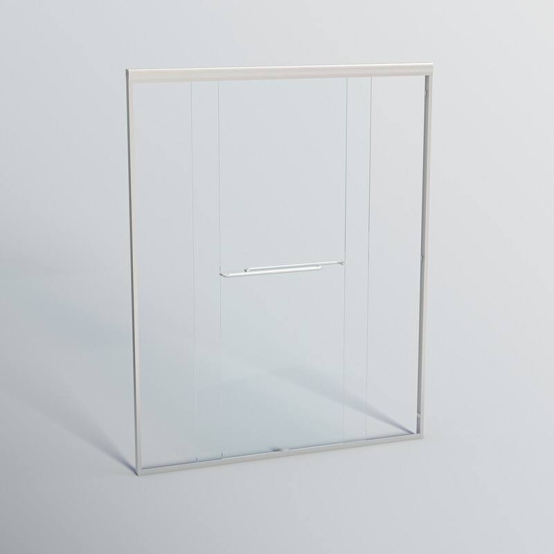ABRUZZO 56-60" W x 72" H Semi-Frameless Double Sliding Tempered Glass Shower Door with Dual Towel Bars