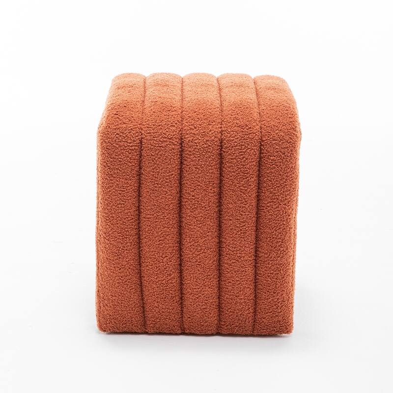 SEYNAR Modern Glam Teddy Velvet Upolstered U-Shaped Ottoman