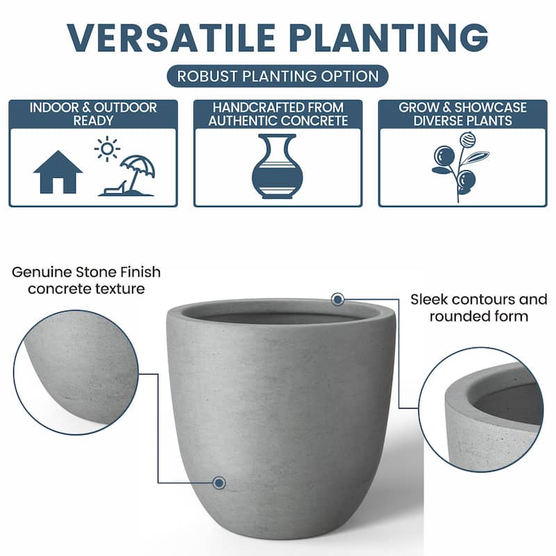 Tall Concrete Round Plant Pots / Large Indoor and Outdoor flower Planters